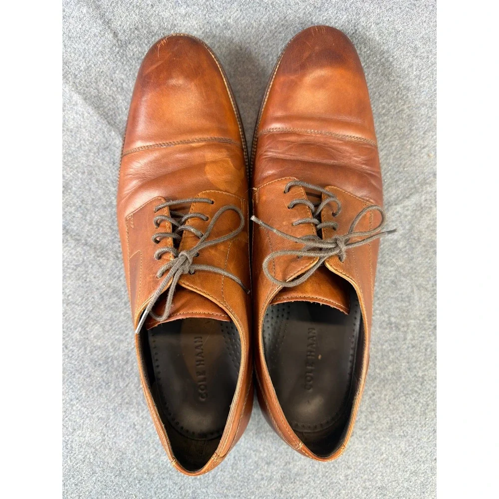 Cole Haan Cap Toe Oxford Men 13M Tan Leather Dress Shoes Lace Up Formal Business